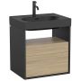 Roca Meridian szafka 60x46x56,5 cm podumywalkowa wisząca czarna-dąb A858106608 zdj.1