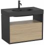 Roca Meridian szafka 80x46x56,5 cm podumywalkowa wisząca czarna-dąb A858107608 zdj.1