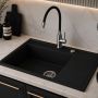 Ruvetti Axel 160 K zlewozmywak granitowy 79x50 cm czarny 3001AXK_BC160K_W zdj.4