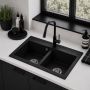 Ruvetti Doblo zlewozmywak granitowy 75,6x44,7 cm czarny 3001DO_BC_W zdj.5