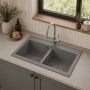 Ruvetti Doblo zlewozmywak granitowy 75,6x44,7 cm szary 3001DO_GR_W zdj.5