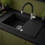 Ruvetti Pineko 140 zlewozmywak granitowy 68x44,2 cm czarny 3001PN_BC140_W zdj.6