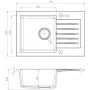 Ruvetti Pineko zlewozmywak granitowy 68x44,2 cm szary 3001PN_GR140_W zdj.2