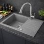 Ruvetti Pineko 140 zlewozmywak granitowy 68x44,2 cm szary 3001PN_GR140_ W zdj.7