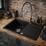 Ruvetti Signum 160 zlewozmywak granitowy 79x50 cm czarny 3001S_BC160_W zdj.6