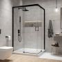 Sanplast Free Zone KN/Freezone-80 kabina prysznicowa 80x80 cm kwadratowa czarny mat/szkło przezroczyste 600-271-3500-59-401 zdj.4