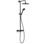 Tres Base Plus zestaw prysznicowy podtynkowy termostatyczny z deszczownicą czarny 21639302NM zdj.1