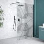 Besco Leafy Walk-In ścianka prysznicowa 100 cm czarny mat/szkło przezroczyste z motywem LF-100-200C zdj.4