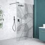Besco Leafy Walk-In ścianka prysznicowa 110 cm czarny mat/szkło przezroczyste z motywem LF-110-200C zdj.4