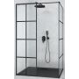 Besco Excea Walk-In kabina prysznicowa 100x80 cm prostokątna czarny mat/szkło przezroczyste z motywem EXC-108-190B zdj.2