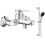 Zestaw Grohe Start Edge bateria wannowo-prysznicowa ścienna z zestawem prysznicowym chrom (24198001, 27942001) zdj.1