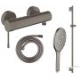 Zestaw Grohe Essence bateria prysznicowa ścienna z kompletem prysznicowym Brushed Hard Graphite (26574AL0, 28388A00, 26603AL0, 33636AL1) zdj.1