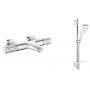 Zestaw Grohe Grotherm 1000 Performance bateria wannowo-prysznicowa termostatyczna z zestawem prysznicowym Vitalio SmartActive 130 Cube chrom (34779000, 26596000) zdj.1