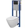 Zestaw Cersanit City Set B361 miska WC wisząca CleanOn z deską wolnoopadającą Slim i stelaż podtynkowy Aqua z przyciskiem spłukującym Presto czarny mat S701-494 zdj.1
