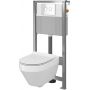 Cersanit Crea SET B33 miska WC CleanOn z deską wolnoopadającą Slim i stelaż podtynkowy Aqua z przyciskiem spłukującym Accento Circle szkło białe S701-287 zdj.1