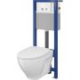 Outlet Cersanit Moduo Set B39 miska WC CleanOn z deską wolnoopadającą Slim i stelaż podtynkowy Aqua z przyciskiem spłukującym Stero szkło białe S701-293 zdj.1