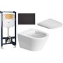 Zestaw Duravit D-Neo Compact miska WC Rimless WonderGliss z deską wolnoopadającą i stelaż podtynkowy DuraSystem z przyciskiem czarnym (25880900001, 0021690000, WD1029000000, WD5010031000) zdj.1