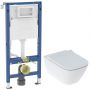 Zestaw Geberit Duofix Delta stelaż podtynkowy WC z  miską Smyle Square bez kołnierza i deską wolnoopadającą (111170002, 500683002) zdj.1
