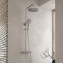 Oltens Vatten Numa zestaw wannowo-prysznicowy ścienny z baterią termostatyczną i deszczownicą nikiel 36507910 zdj.4