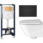 Zestaw Duravit DuraSystem stelaż podtynkowy z przyciskiem spłukującym czarny mat i miską WC Rimless D-Neo z deską wolnoopadającą (WD102900000, WD5009031000, 45880900A1) zdj.1