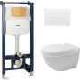 Zestaw Duravit DuraSystem stelaż podtynkowy z przyciskiem spłukującym białym i miską WC Rimless Starck 3 z deską wolnoopadającą (WD102900000, WD5009011000, 45270900A1) zdj.1