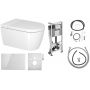 Zestaw Duravit SensoWash Strack F Plus Compact miska WC Rimless wisząca z deską sedesową myjącą i stelaż podtynkowy z przyciskiem WD7014001000 zdj.1