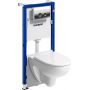Zestaw (118.341.21.1) Geberit uszczelka stelaża 156050001 + Koło Nova Pro deska sedesowa M30124000 + Koło Nova Pro miska WC M33125000 + Geberit Duofix Basic stelaż podtynkowy 111170001 + Geberit Delta25 przycisk spłukujący 115125215 zdj.1