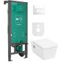 Zestaw Hansgrohe EluPura Original Q miska WC z deską wolnoopadającą wisząca biała i stelaż z przyciskiem czarny (01022180, 66001700, 60289450) zdj.1