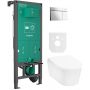 Zestaw Hansgrohe EluPura S miska WC z deską wolnoopadającą wisząca biała i stelaż z przyciskiem chrom połysk (01022180, 66003000, 60343450, 60148450) zdj.1