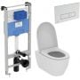 Zestaw Ideal Standard i.Life O combi-Pack miska WC z deską wolnoopadającą i stelaż podtynkowy z przyciskiem spłukującym chrom (R020467, T572501, R0121AA) zdj.1