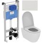 Zestaw Ideal Standard i.Life O combi-Pack miska WC z deską wolnoopadającą i stelaż podtynkowy z przyciskiem spłukującym białym (R020467, T572501, R0121AC) zdj.1