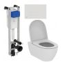 Zestaw Ideal Standard i.Life O combi-Pack miska WC z deską wolnoopadającą i stelaż podtynkowy z przyciskiem spłukującym białym (E233267, T572501, R0121AC) zdj.1