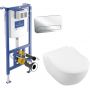 Zestaw Villeroy & Boch Subway 2.0 Combi-Pack stelaż podtynkowy miska WC wisząca z deską i przycisk chrom połysk (92242700, 5614R2R1, 92249061) zdj.1