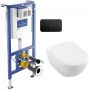 Zestaw Villeroy & Boch Subway 2.0 Combi-Pack stelaż podtynkowy miska WC wisząca z deską i przycisk czarny mat (92242700, 5614R201, 922490AN) zdj.1