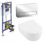 Zestaw Villeroy & Boch Avento miska WC z deską i stelaż z przyciskiem chrom (92099600, 5656R001, 9M87S101, 92249061) zdj.1