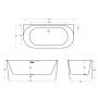 Corsan Mono wanna przyścienna 170x80 cm owalna biała E029XLSWH zdj.2