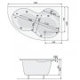 Poolspa Mistral wanna asymetryczna 150x105 cm prawa z hydromasażem SMART 1 Standard PHA6C10ST1C0000 zdj.2