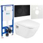 Zestaw Roca Gap miska WC Supraglaze wisząca z deską sedesową wolnoopadającą i stelaż podtynkowy Duplo One z przyciskiem spłukującym PL10 czarny mat (A346477S00, A80148200U, A890070020, A890189206, A890063000) zdj.1