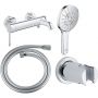 Zestaw Grohe Essence bateria wannowo-prysznicowa ścienna z zestawem prysznicowym chrom (33624001, 22112000, 26574000, 27074000) zdj.1