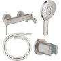 Zestaw Grohe Essence bateria wannowo-prysznicowa ścienna z zestawem prysznicowym stal nierdzewna (33624DC1, 28362DC0, 26574DC0, 27074DC0) zdj.1