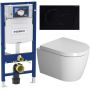 Zestaw Duravit ME by Starck miska WC wisząca z deską wolnoopadającą i stelaż podtynkowy Geberit Duofix z przyciskiem spłukującym Sigma01 czarny połysk (2530090000, 0020190000, 111320005, 115770DW5) zdj.1