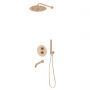 Zestaw Oltens Katla bateria podtynkowa termostatyczna z wylewką wannową Molle z deszczownicą 30 cm Vindel i kompletem prysznicowym Ume miedź szczotkowana 36611610 zdj.1