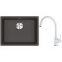 Franke Maris MRG 110-52 zlewozmywak granitowy 55,3x43,3 cm łupkowy szary z baterią kuchenną Lina biały polarny (1250716375, 1150626024) zdj.1