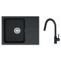 Zestaw Franke Orion zlewozmywak granitowy 62x50 cm z baterią kuchenną Lina Pull-Out onyx/czarny mat (1140286441, 1150626053) zdj.1