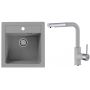 Zestaw Alveus Atrox 20 zlewozmywak granitowy 50x47 cm z bateria kuchenna stojąca beton/chrom (1131989, 1129044) zdj.1