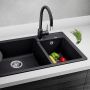 Blanco Legra 8 zlewozmywak 78x50 cm z Silgranit antracyt z Oltens Litla bateria kuchenna stojąca czarny mat (526224, 35204300) zdj.5