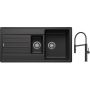 Blanco Legra 6 S zlewozmywak 100x50 cm z Silgranit antracyt z Oltens Borga bateria kuchenna stojąca z wyciąganą wylewką czarny mat (522207;35207300) zdj.1