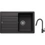 Blanco Legra 45 S zlewozmywak 78x50 cm Silgranit antracyt z Oltens Litla bateria kuchenna stojąca czarny mat (522201; 35204300) zdj.1