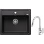 Blanco Legra 6 zlewozmywak 58,5x50 cm z Silgranit antracyt z Oltens Lista bateria kuchenna stojąca z wyciąganą wylewką chrom (523332; 35202100) zdj.1