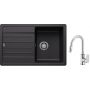 Blanco Legra 45 S zlewozmywak 78x50 cm Silgranit czarny  z Oltens Lista bateria kuchenna stojąca z wyciąganą wylewką chrom (526083;35202100) zdj.1